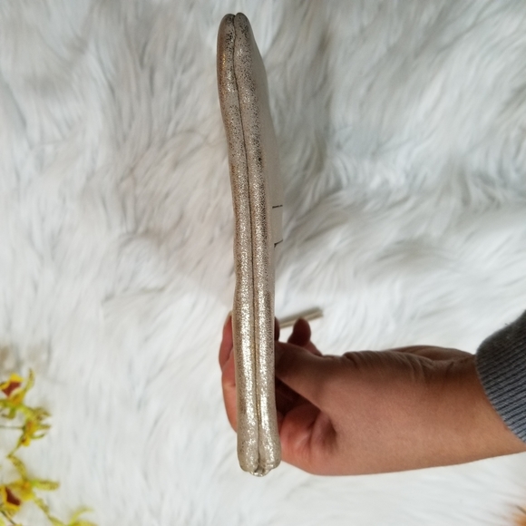 Gold Makeup Cosmetic Bag, With Zipper Closure, Pockets on the front. - Picture 7 of 13